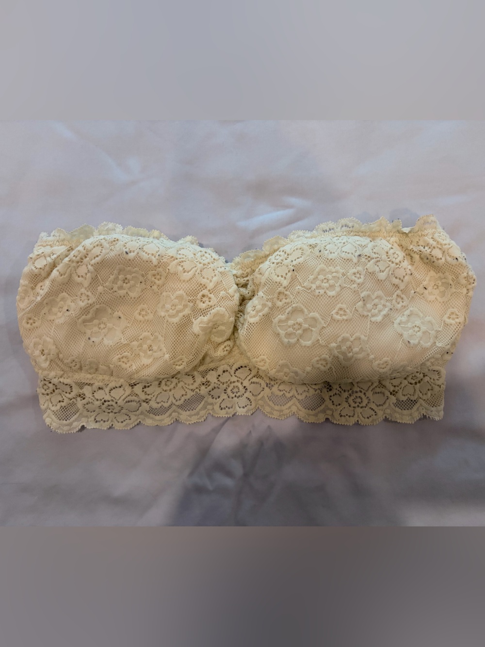 Lace Strapless Bandeau Bralette - Cream